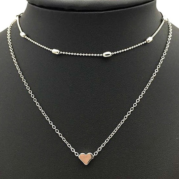 Jewelry - Double chain heart choker necklace